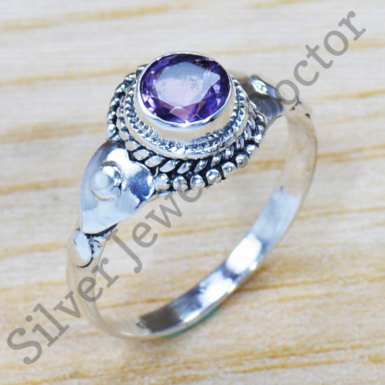 925 Sterling Silver Causal Wear Jewelry Amethyst Gemstone Ring SJWR-1055