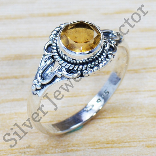 Citrine Gemstone Semi Precious Jewelry 925 Sterling Silver Ring SJWR-1058
