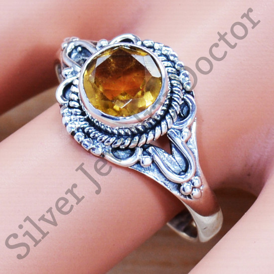 Citrine Gemstone Semi Precious Jewelry 925 Sterling Silver Ring SJWR-1058