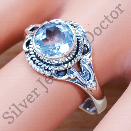 Blue Topaz Gemstone Wholesale Price Jewelry 925 Sterling Silver Ring SJWR-1060