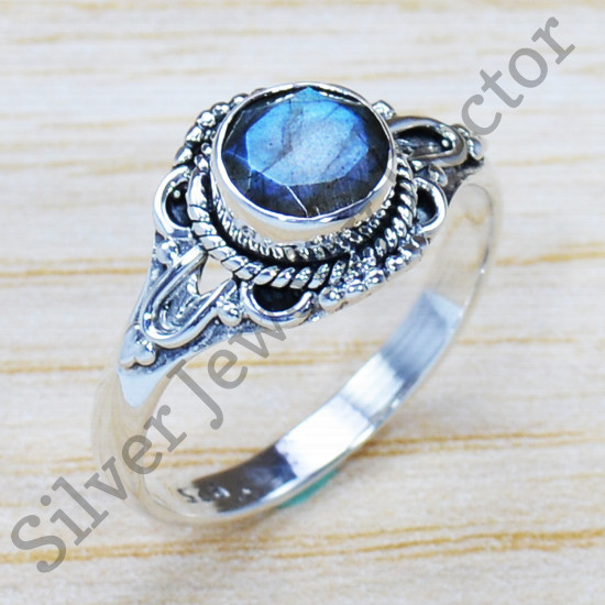 925 Sterling Silver Antique Look Jewelry Labradorite Gemstone Ring SJWR-1061