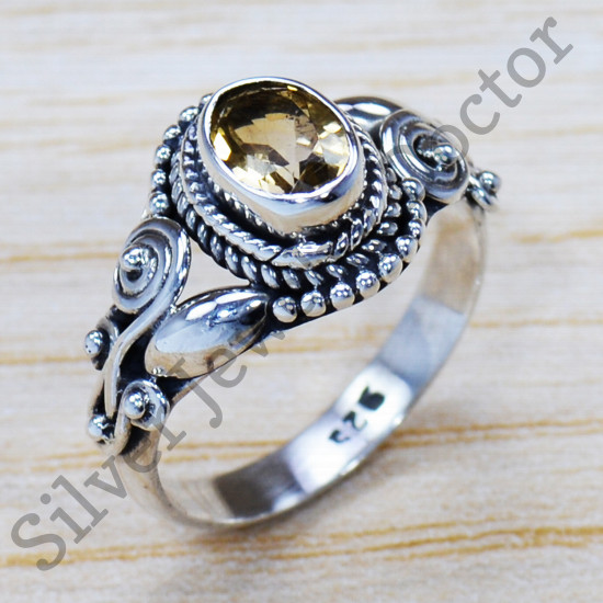 Citrine Gemstone Jaipur Designer Jewelry 925 Sterling Silver Ring SJWR-1065