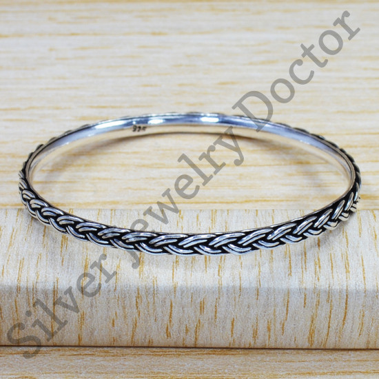 Light Weight Jewelry 925 Real Sterling Silver Latest Fashion Bangle SJWB-137