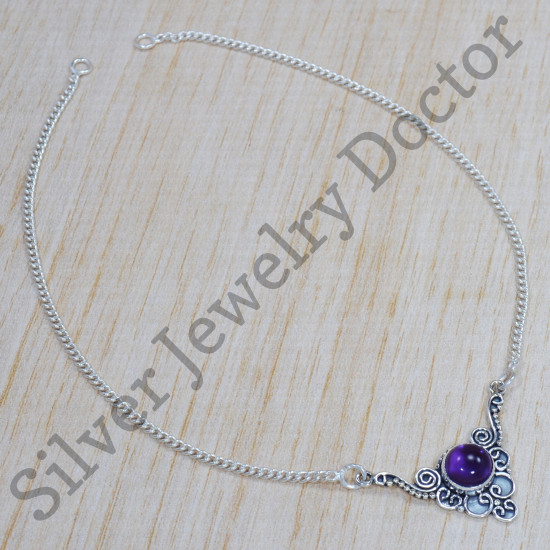 Amazing Look Jewelry 925 Sterling Silver Amethyst Gemstone Unique Necklace SJWN-138