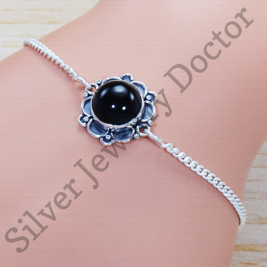 Black Onyx Gemstone Amazing Look Jewelry 925 Sterling Silver New Bracelet SJWBR-398