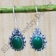 925 Real Sterling Silver Green Onyx Gemstone Traditional Jewelry Earrings SJWE-239