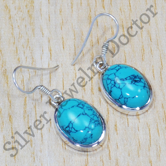 Turquoise Gemstone 925 Sterling Silver Designer Jewelry Fine Earrings SJWE-295