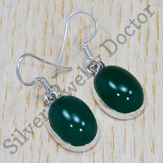 Beautiful Green Onyx Gemstone Jewelry 925 Sterling Silver Royal Earrings SJWE-301
