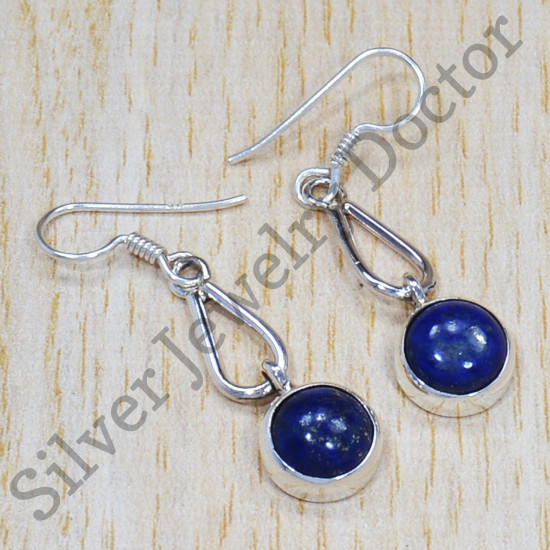Anniversary Gift Lapis Lazuli Gemstone Jewelry 925 Sterling Silver Earrings SJWE-314
