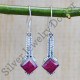 925 Sterling Silver Beautiful Ruby Gemstone Jewelry New Earrings SJWE-332