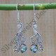 925 Sterling Silver Jaipur Fashion Jewelry Blue Topaz Gemstone Earrings SJWE-356