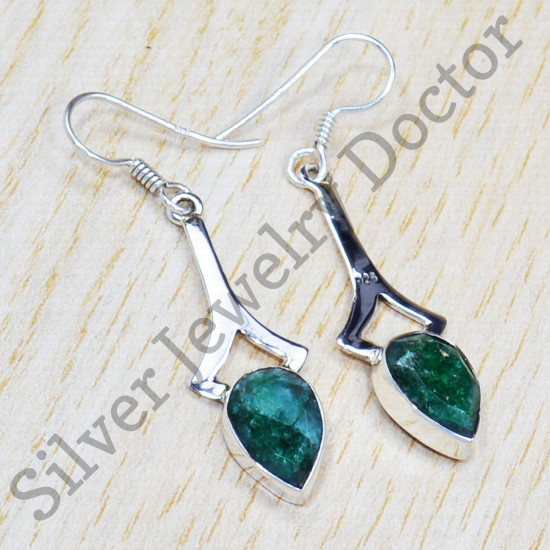 Emerald Gemstone 925 Sterling Silver Amazing Look Jewelry Earrings SJWE-411