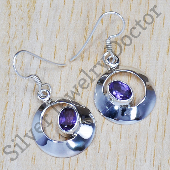 Amethyst Gemstone Handmade Jewelry 925 Sterling Silver Fine Earrings SJWE-414