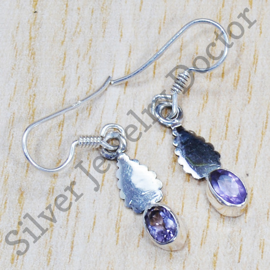 Casual Wear 925 Sterling Silver Jewelry Amethyst Gemstone Earrings SJWE-433