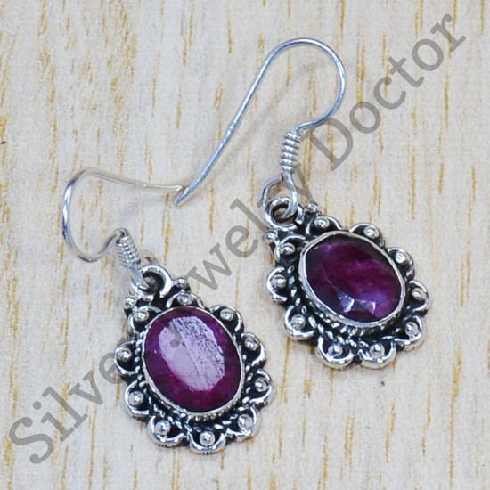 Beautiful Ruby Gemstone Jewelry 925 Sterling Silver Earrings SJWE-453