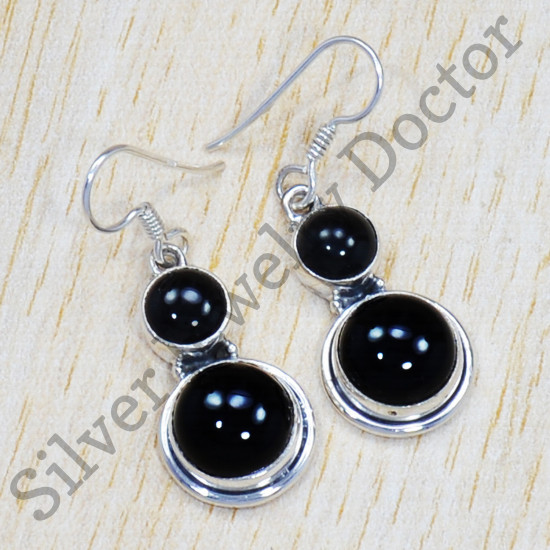 Casual Wear Jewelry Black Onyx Gemstone 925 Sterling Silver Earrings SJWE-468