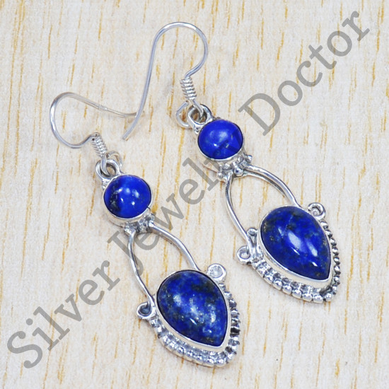 Anniversary Gift Jewelry Lapis Lazuli Gemstone Sterling Silver 925 Earrings SJWE-474