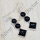 Ancient Look Black Onyx Gemstone Jewelry 925 Sterling Silver Earrings SJWE-480