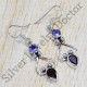 925 Sterling Silver Light Weight Amethyst And Garnet Gemstone Earrings SJWE-495