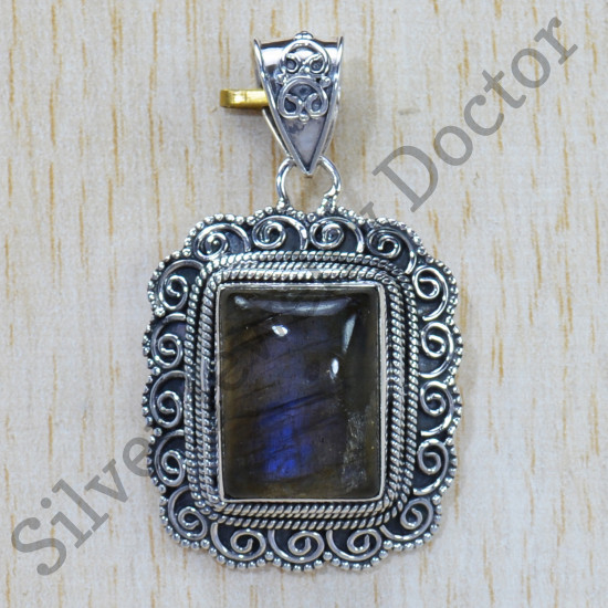 Casual Wear Labradorite Gemstone 925 Sterling Silver Jewelry Pendant SJWP-620