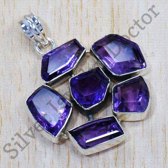 Authentic 925 Sterling Silver Amethyst Gemstone Exclusive Jewelry Pendant SJWP-678