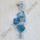 925 Silver Blue Topaz And Rough Aquamarine Gemstone Jewelry Pendant SJWP-716