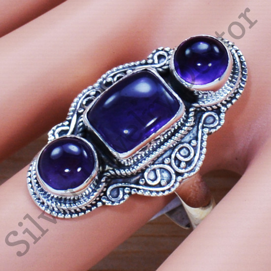 Ancient Look Jewelry 925 Sterling Silver Amethyst Gemstone Ring SJWR-1280