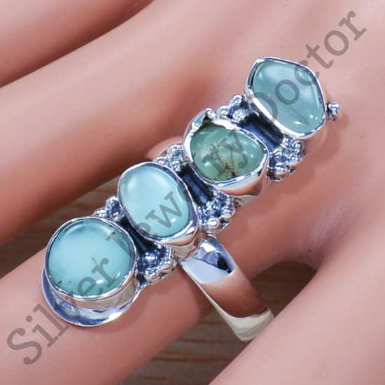 Aquamarine Gemstone Antique Look Jewelry 925 Sterling Silver Ring SJWR-1283
