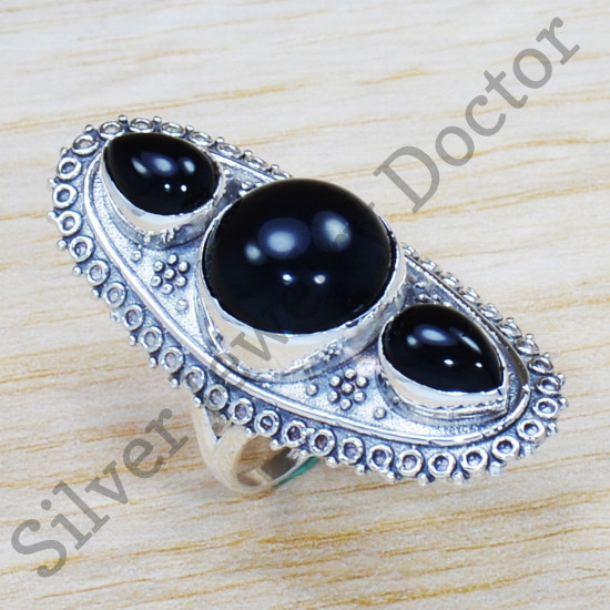 Black Onyx Gemstone 925 Sterling Silver Latest Fashion Jewelry Ring SJWR-1284