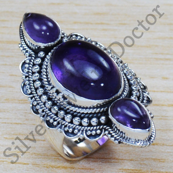 Amethyst Gemstone Casual Wear Jewelry 925 Sterling Silver Ring SJWR-1308
