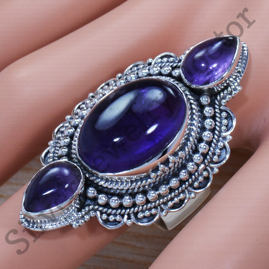 Amethyst Gemstone Casual Wear Jewelry 925 Sterling Silver Ring SJWR-1308