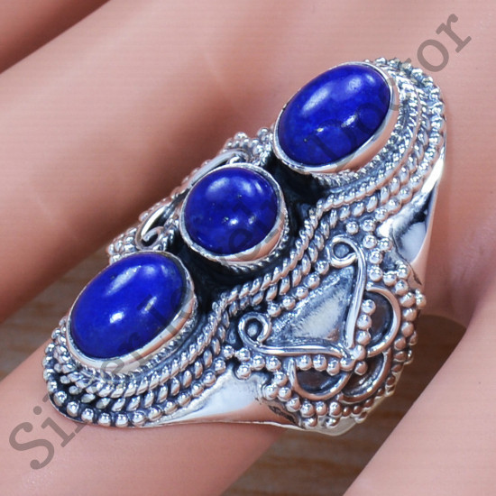 Casual Wear 925 Sterling Silver Jewelry Lapis Lazuli Gemstone Ring SJWR-1316