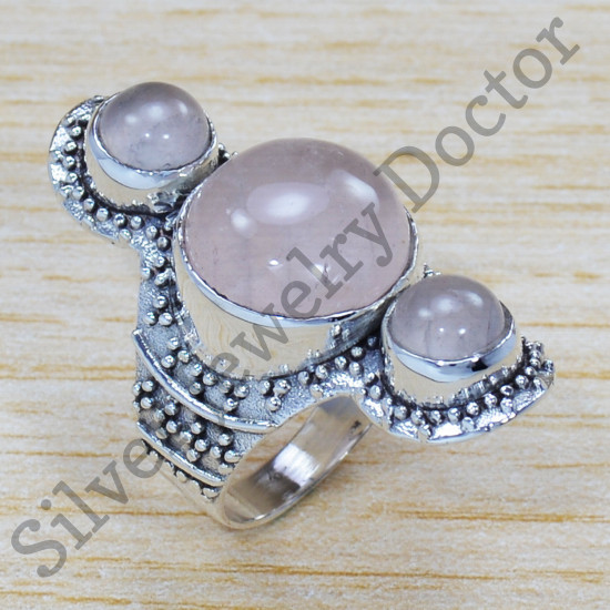 Classic Look Jewelry 925 Sterling Silver Rose Quartz Gemstone Ring SJWR-1329