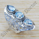 Blue Topaz Gemstone Pure 925 Sterling Silver Royal Jewelry Ring SJWR-1330