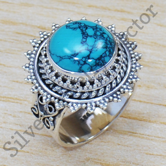 Turquoise Gemstone 925 Sterling Silver Exclusive Jewelry Ring SJWR-1378