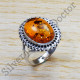 925 Sterling Silver Classic Look Jewelry Amber Gemstone Ring SJWR-1438
