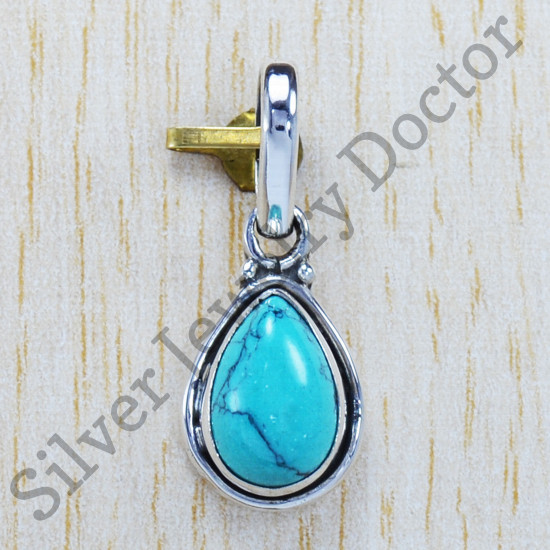 Authentic 925 Sterling Silver New Jewelry Turquoise Gemstone Pendant SJWP-725