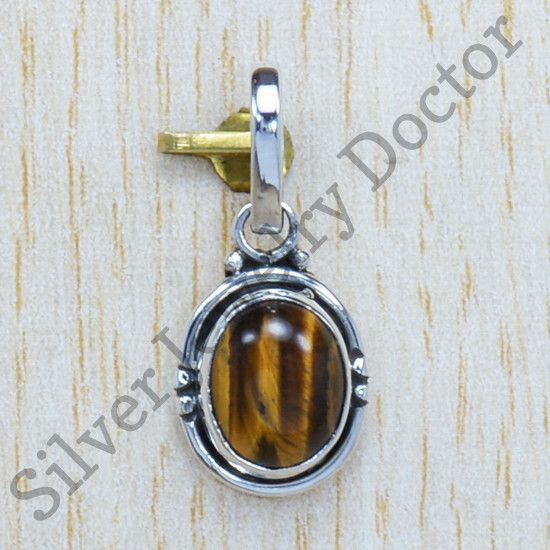 Classic Look Jewelry Tiger Eye Gemstone 925 Sterling Silver Pendant SJWP-726
