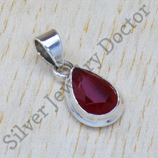 925 Sterling Silver Ruby Gemstone Classic Look Jewelry Pendant SJWP-746