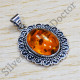 Exclusive 925 Sterling Silver Jewelry Amber Gemstone Pendant SJWP-753