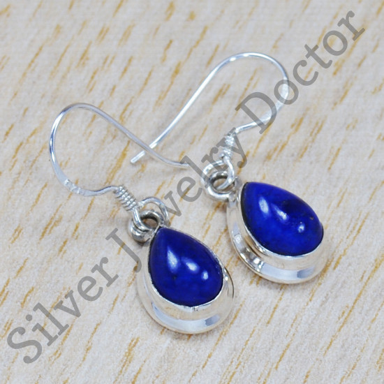 925 Sterling Silver Traditional Jewelry Lapis Lazuli Gemstone Earrings SJWE-514