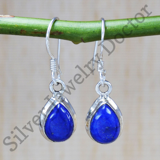 925 Sterling Silver Traditional Jewelry Lapis Lazuli Gemstone Earrings SJWE-514