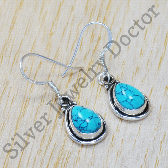 Beautiful Jewelry Turquoise Gemstone 925 Sterling Silver Earrings SJWE-518