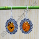 925 Sterling Silver Light Weight Jewelry Amber Gemstone Earrings SJWE-544