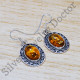 925 Sterling Silver Indian Fashion Jewelry Amber Gemstone Earrings SJWE-548