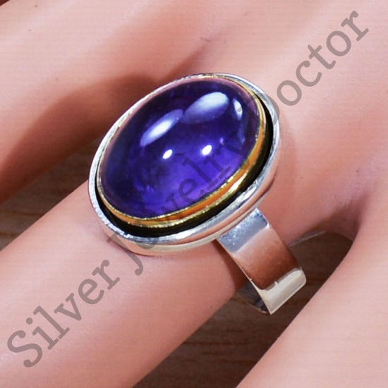 Amethyst Gemstone Indian 925 Sterling Silver Fancy Jewelry Ring SJWR-1485