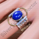 925 Sterling Silver And Brass Jewelry Lapis Lazuli Gemstone Adjustable Ring SJWR-1497