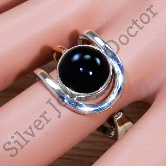 Ancient Look Jewelry Black Onyx Gemstone 925 Silver And Brass Ring SJWR-1498