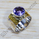 Amethyst Gemstone 925 Sterling Silver And Brass Wedding Jewelry Ring SJWR-1521