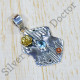 Handmade 925 Silver And Brass Jewelry Blue Topaz Gemstone Pendant SJWP-798